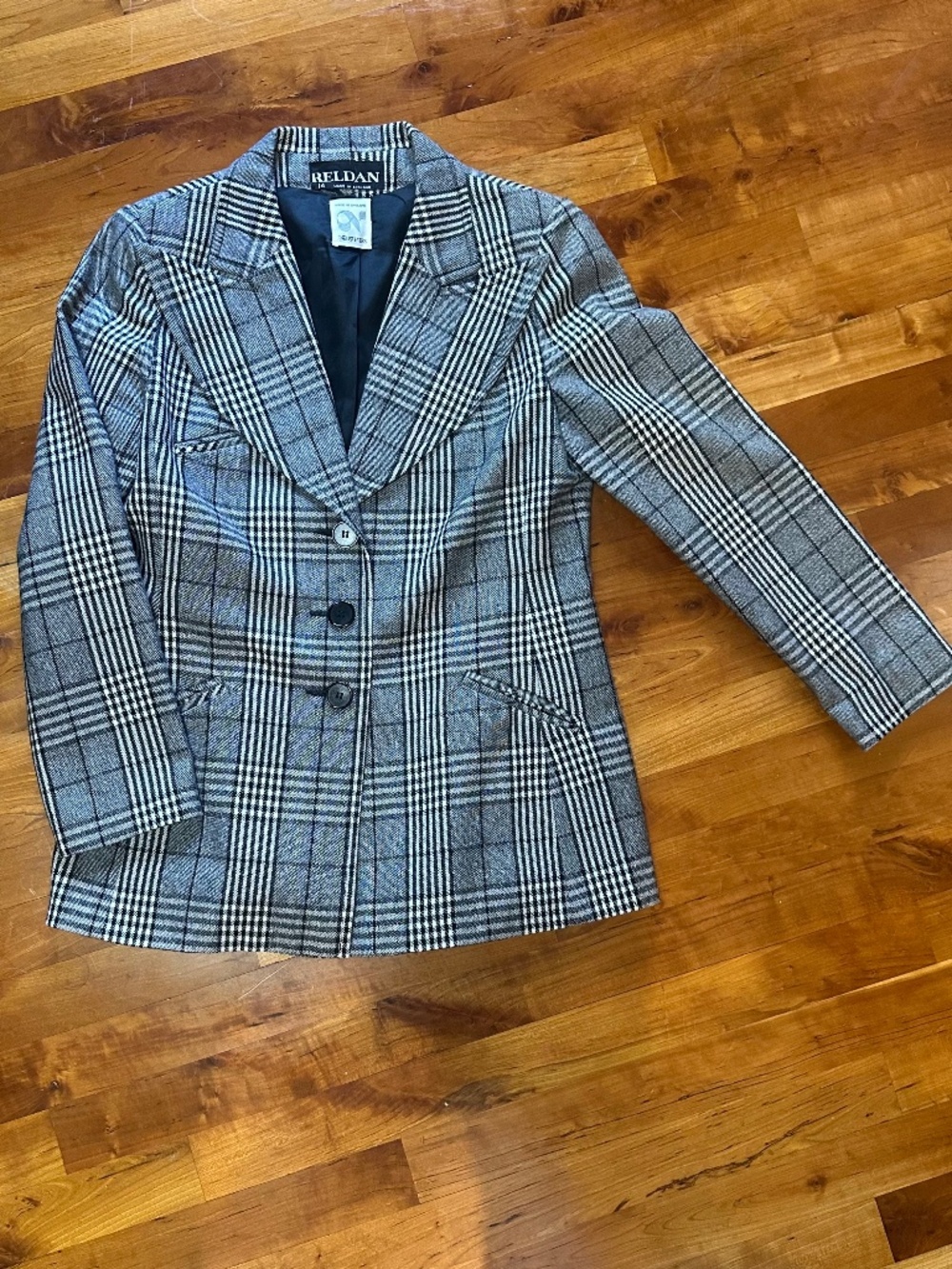 Vintage Reldan Blazer Black and White Plaid